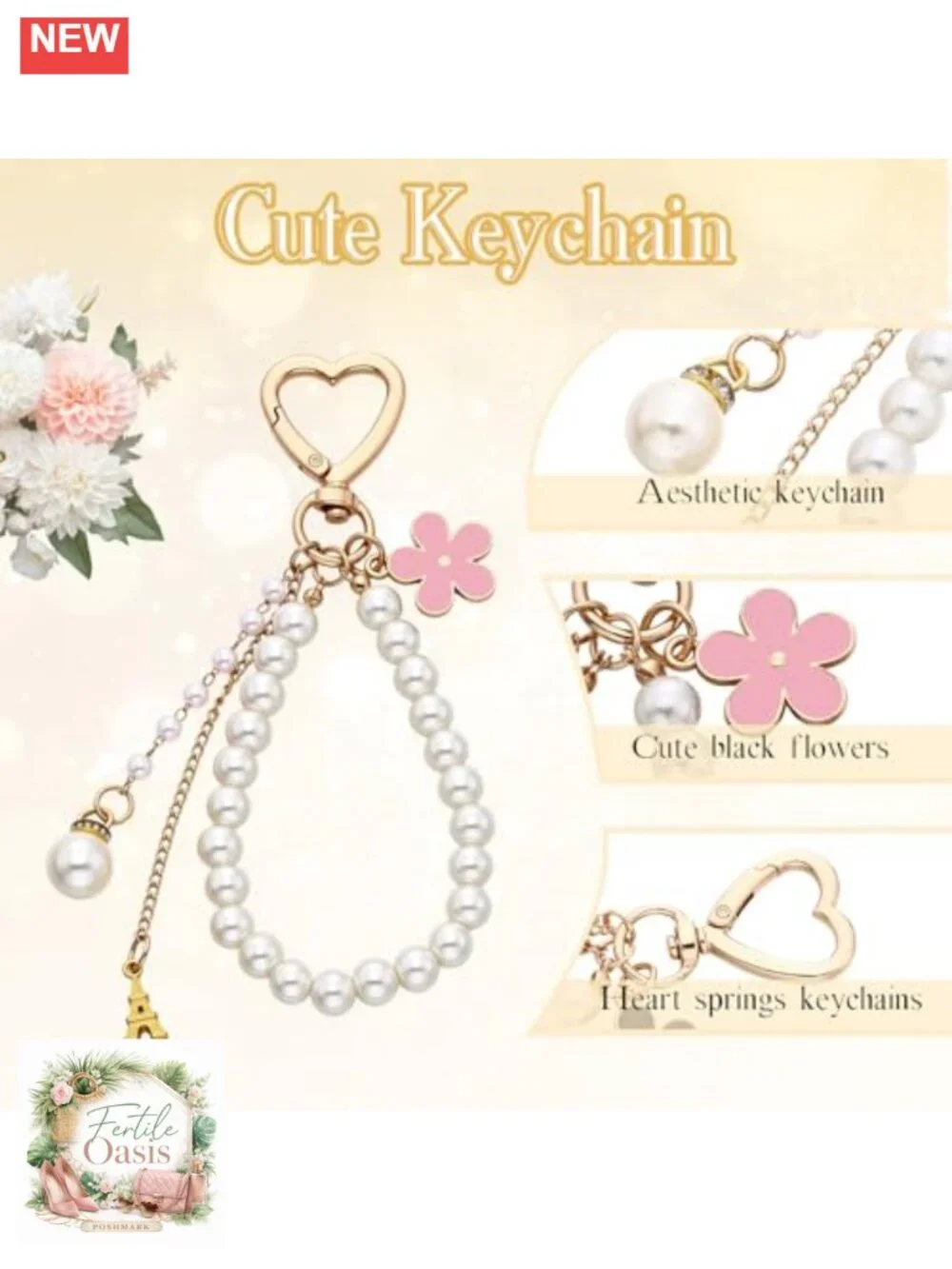 5 Pcs Bag Extender Chain Purse Strap Extender Pearl Bow Keychain Alloy Metal